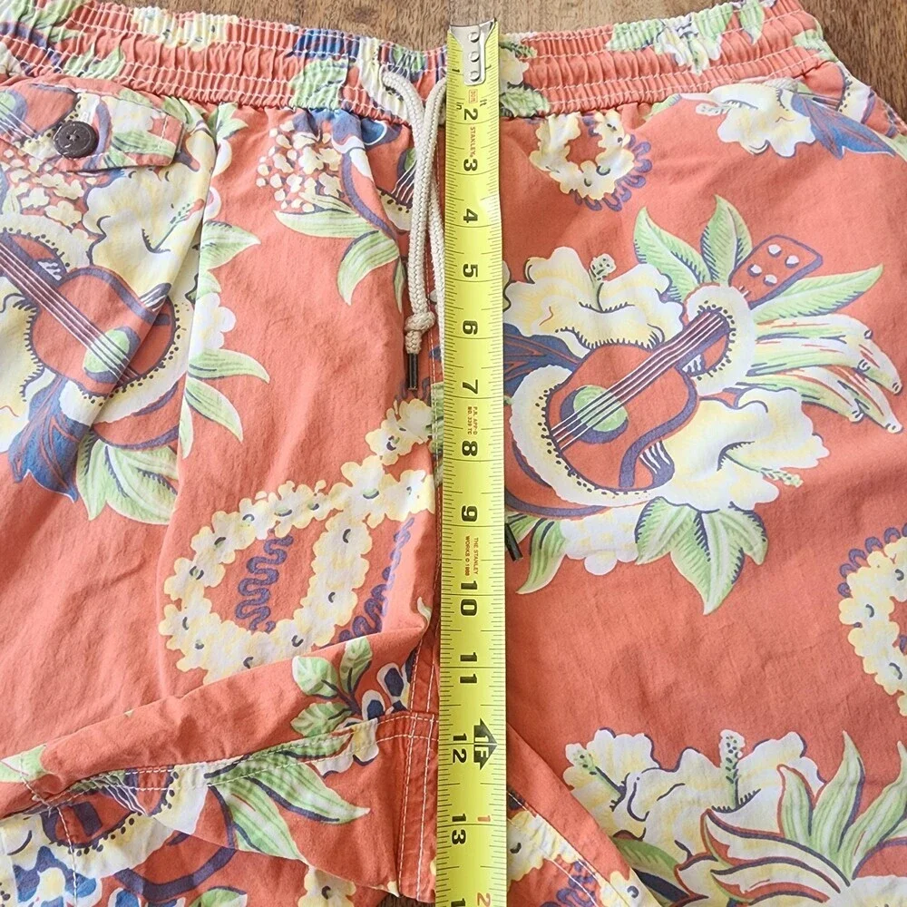 Polo Ralph Lauren Shorts Mens Large Orange Hawaiian Swim Trunks Lined Drawstring